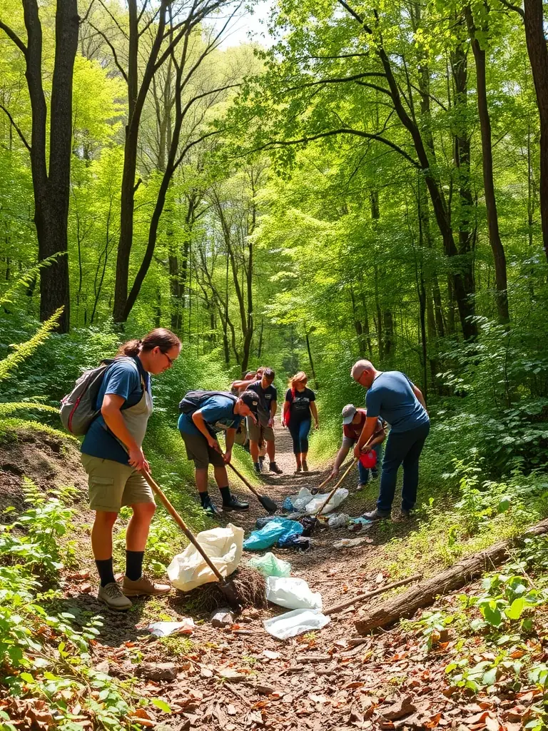 A photo of SCB members cleaning up a local hunting ground, demonstrating their commitment to environmental stewardship.