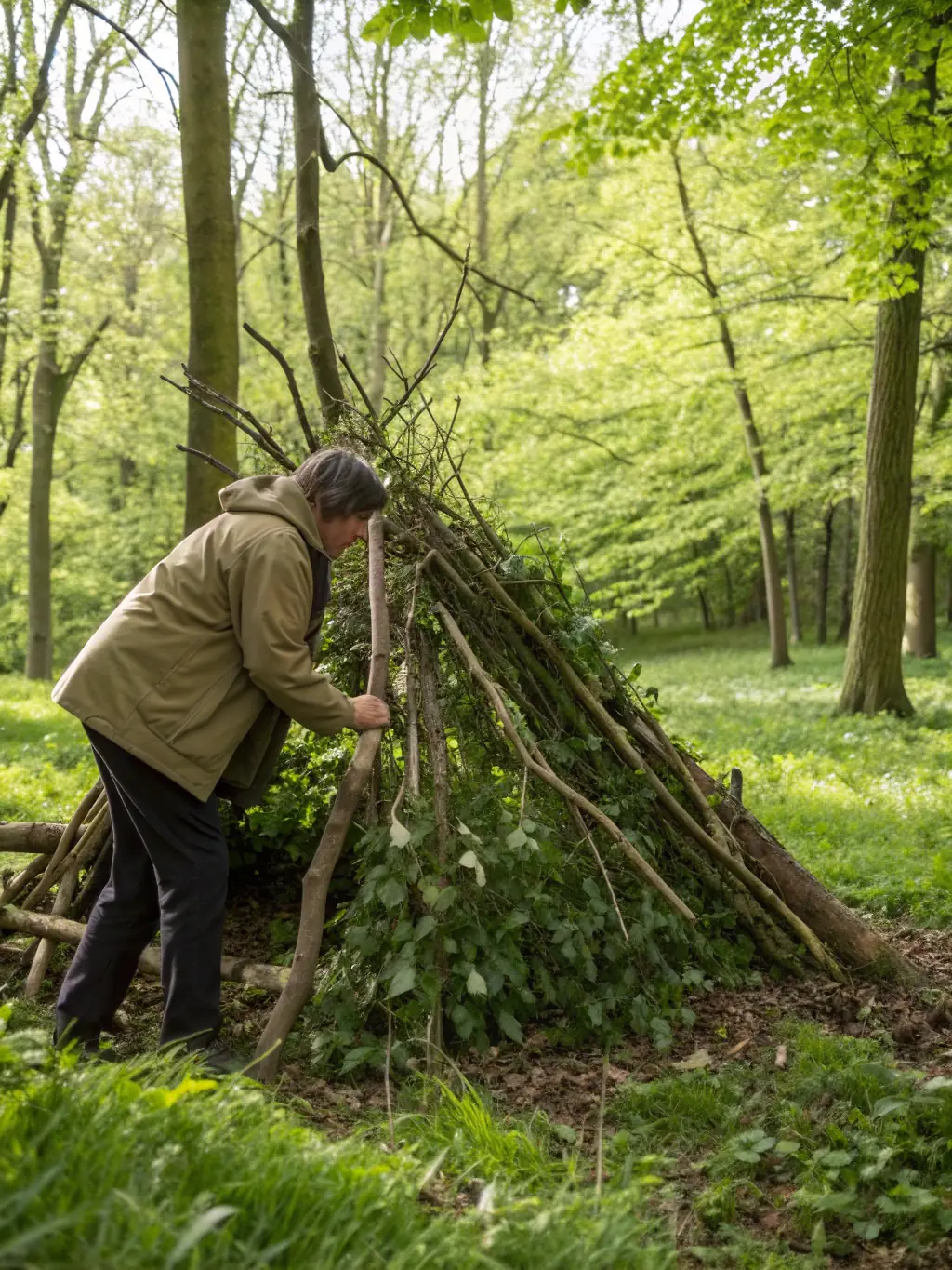 An image of SCB members constructing a wildlife shelter in a wooded area, highlighting habitat protection initiatives.